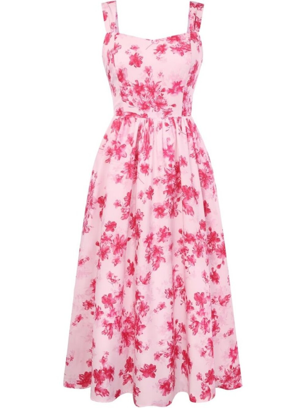 Vintage A-Line Midi Sundress for Women | Flowy Summer Dress, Perfect for Parties